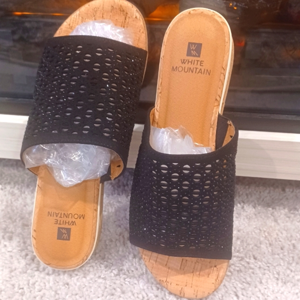 Womens black mesh sandal